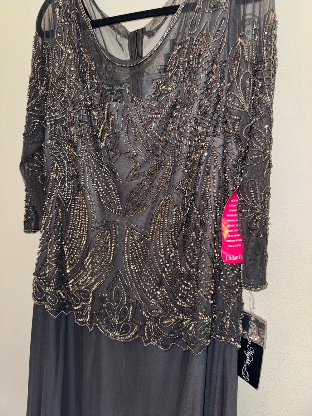 Pissaro Nights Nordstrom Embellished Midi Evening Dress in Charcoal Gray 16W - Picture 6 of 9